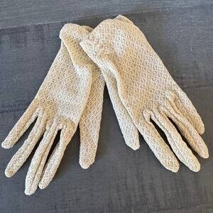 Vintage Ivory Lace Sheer Short Gloves romantic, feminine, cottage